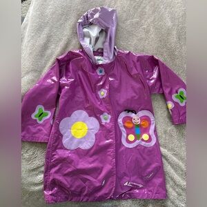 Kidorable waterproof Purple Butterfly and Flower hooded Raincoat